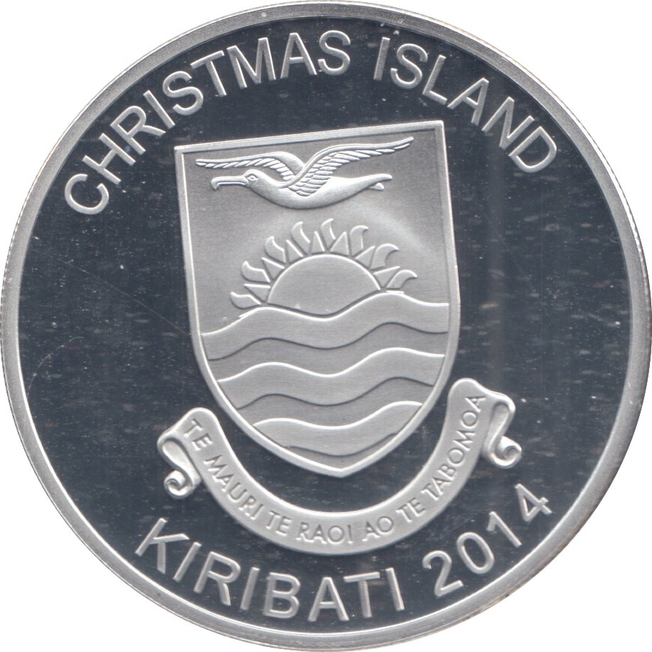 2014 SILVER PROOF RUDOLPH 5 DOLLARS CHRISTMAS ISLAND