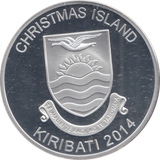 2014 SILVER PROOF RUDOLPH 5 DOLLARS CHRISTMAS ISLAND