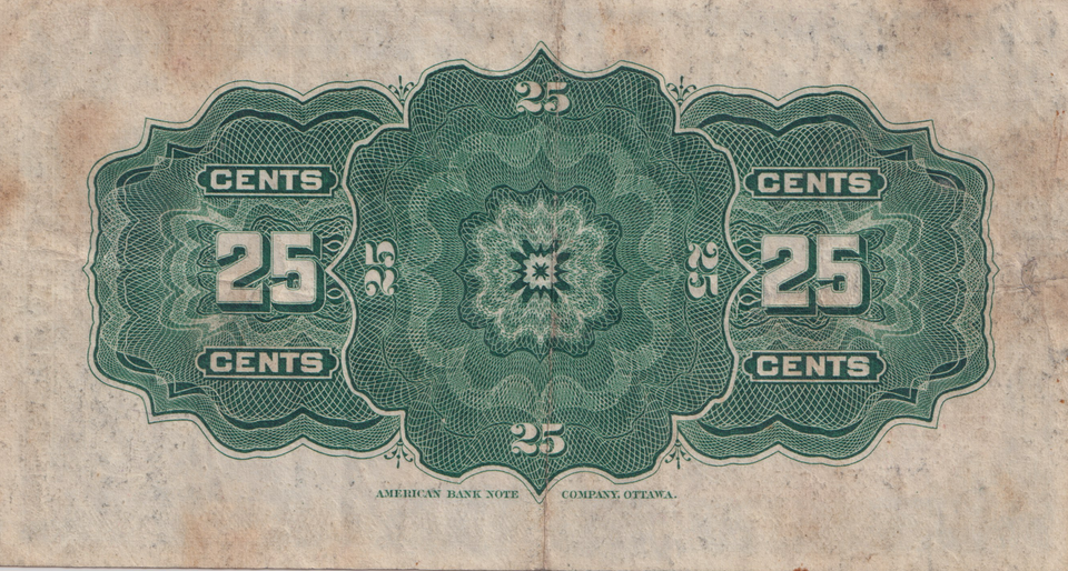 1900 TWENTY FIVE CENTS CANADA BANKNOTE REF-1772