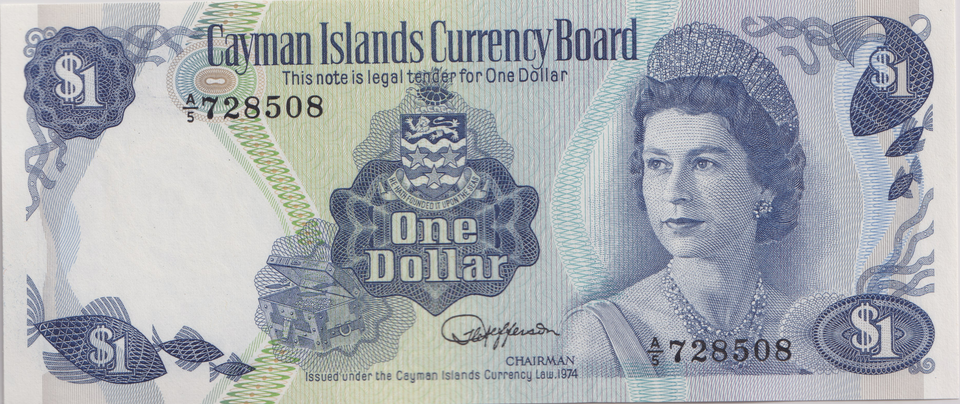 1974 ONE DOLLAR CAYMAN ISLANDS BANKNOTE REF-1782