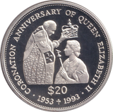 1993 SILVER PROOF TWENTY DOLLAR TUVALU