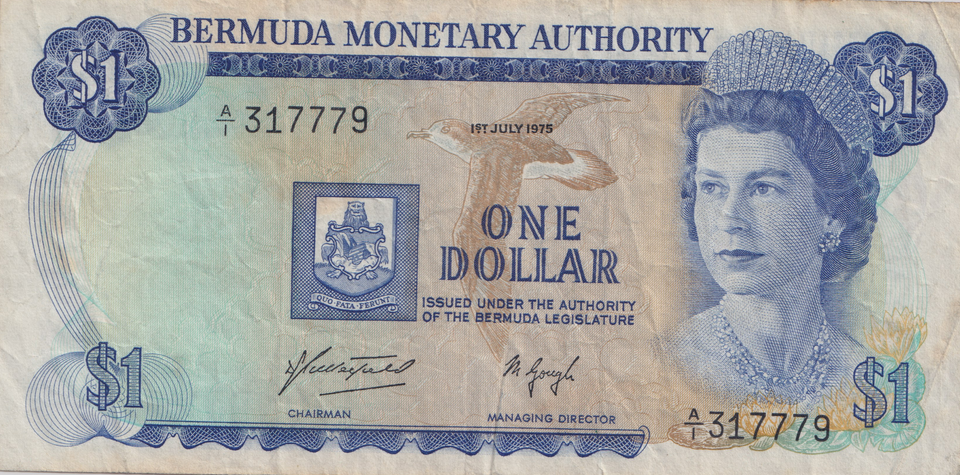 1975 ONE DOLLAR BERMUDA BANKNOTE REF-1765