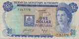 1975 ONE DOLLAR BERMUDA BANKNOTE REF-1765