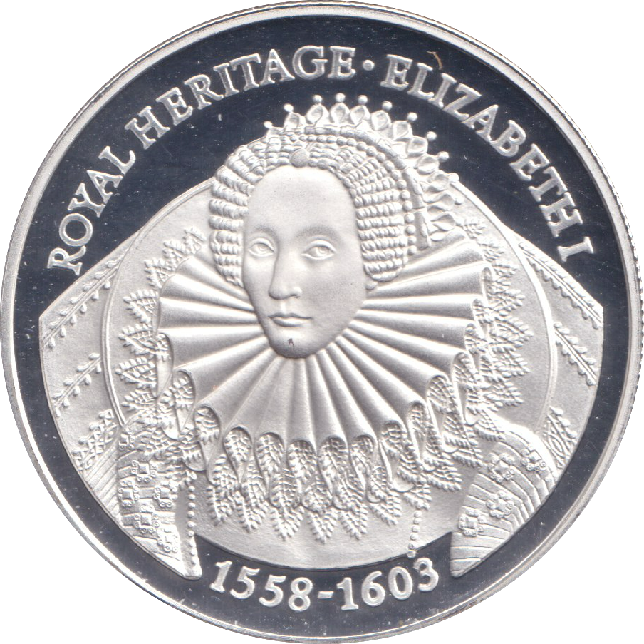 1996 SILVER PROOF TWO POUND ROYAL HERITAGE ELIZABETH I