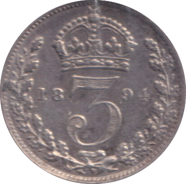 1894 VF MAUNDY THREEPENCE
