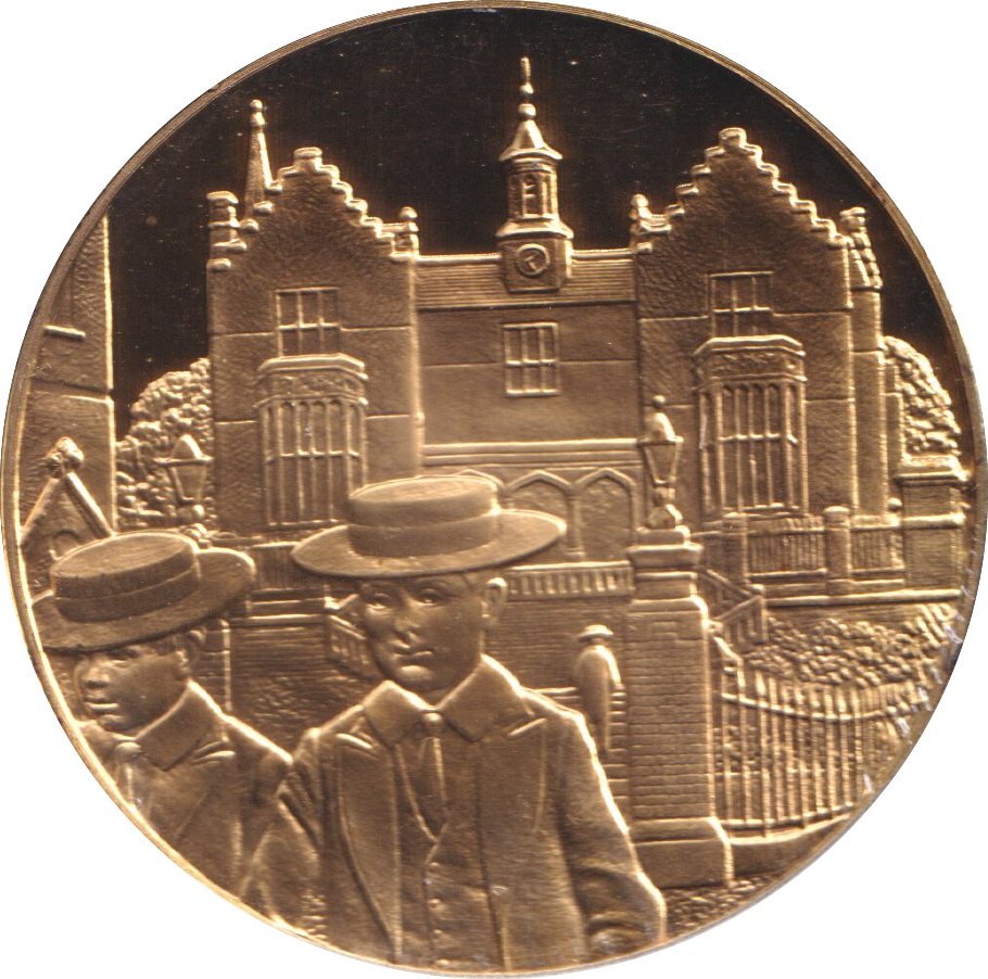 1974 SILVER GOLD PLATED WINSTON CHURCHILL HARROW SCHOOL MEDALLION