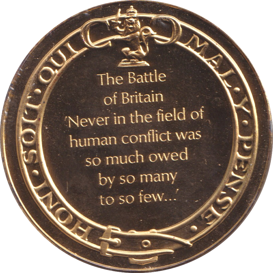 1974 SILVER GOLD PLATED WINSTON CHURCHILL BATTLE OF BRITAIN MEDALLION