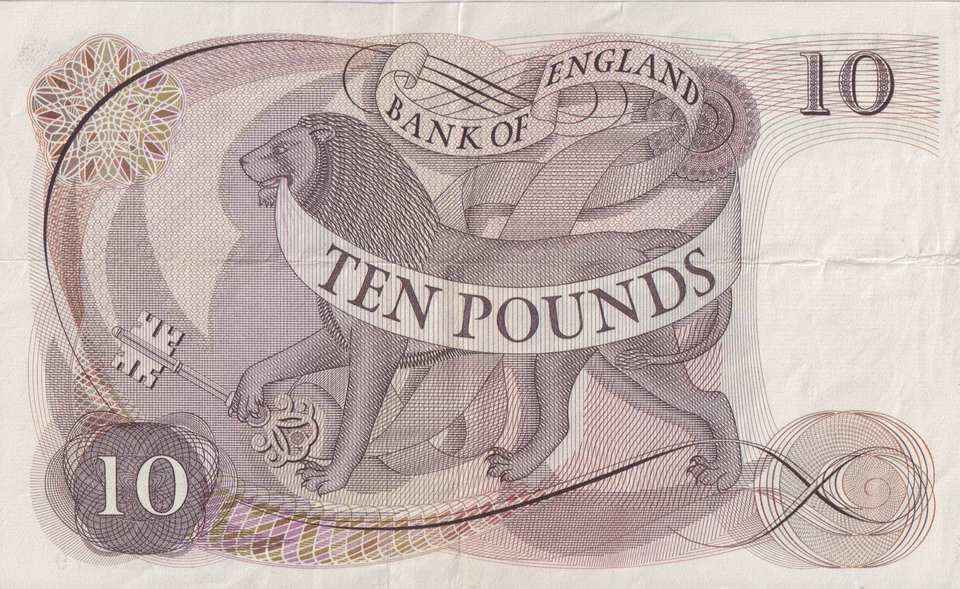 TEN POUNDS BANKNOTE HOLLOM REF £10-2 ( VF )