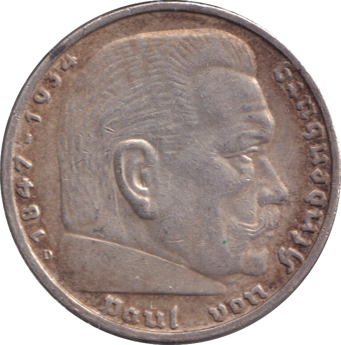 1934 SILVER 5 REICHSMARK GERMANY