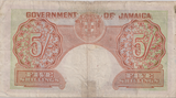 1950 FIVE SHILLINGS JAMAICA BANKNOTE REF-1825