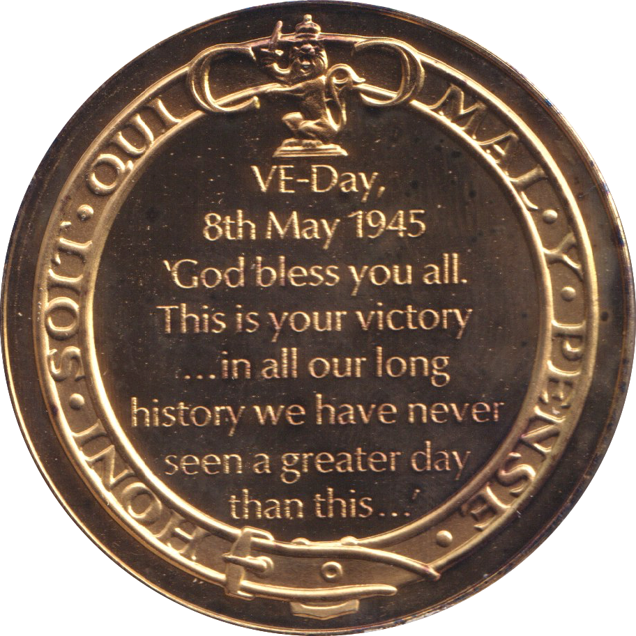 1974 SILVER GOLD PLATED WINSTON CHURCHILL VE-DAY MEDALLION