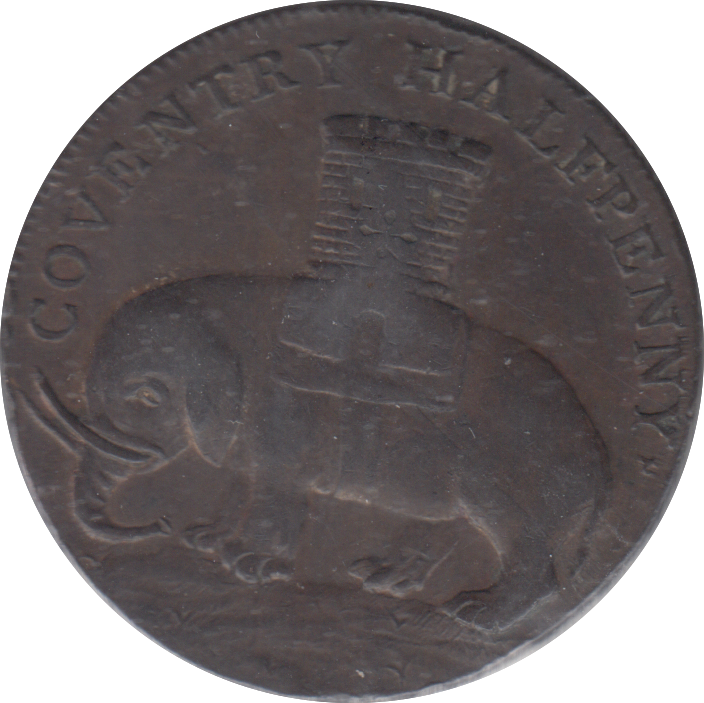 1792 COVENTRY ELEPHANT CASTLE HALFPENNY TOKEN