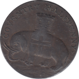 1792 COVENTRY ELEPHANT CASTLE HALFPENNY TOKEN
