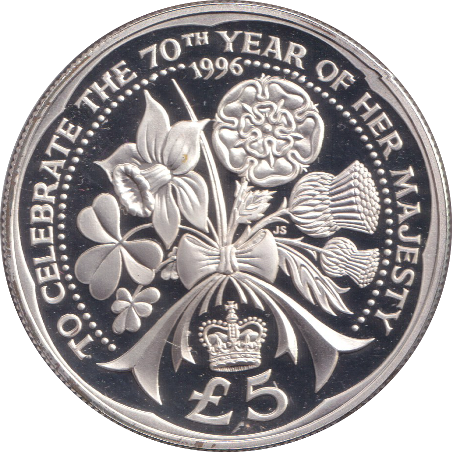 1996 SILVER PROOF FIVE POUNDS ALDERNEY