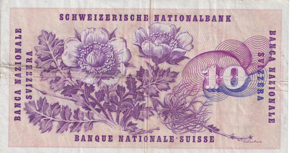 1973 SWITZERLAND 10 FRANCS BANKNOTE REF-1715