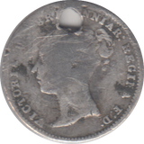1864 HOLED THREEPENCE ( NF )