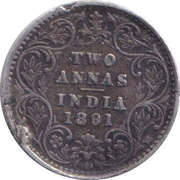1891 SILVER TWO ANNA INDIA