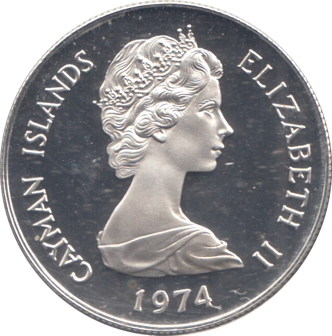1974 SILVER PROOF CAYMAN ISLANDS 50 CENTS