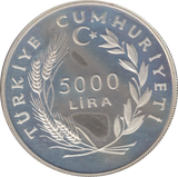 1985 TURKEY SILVER 5000 LIRA