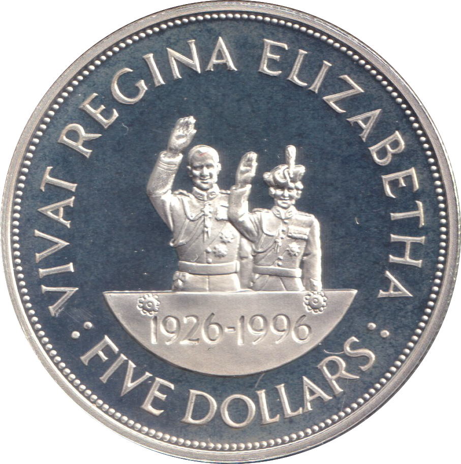 1996 SILVER PROOF FIVE DOLLAR BARBADOS