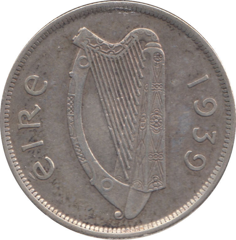 1939 SILVER IRELAND EIRE  HALF CROWN