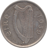 1939 SILVER IRELAND EIRE  HALF CROWN