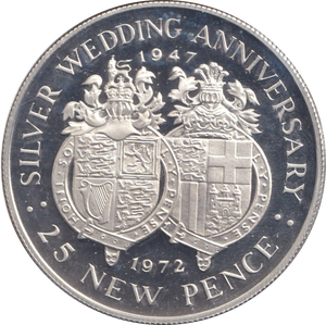 1972 SILVER PROOF 25 PENCE GIBRALTAR