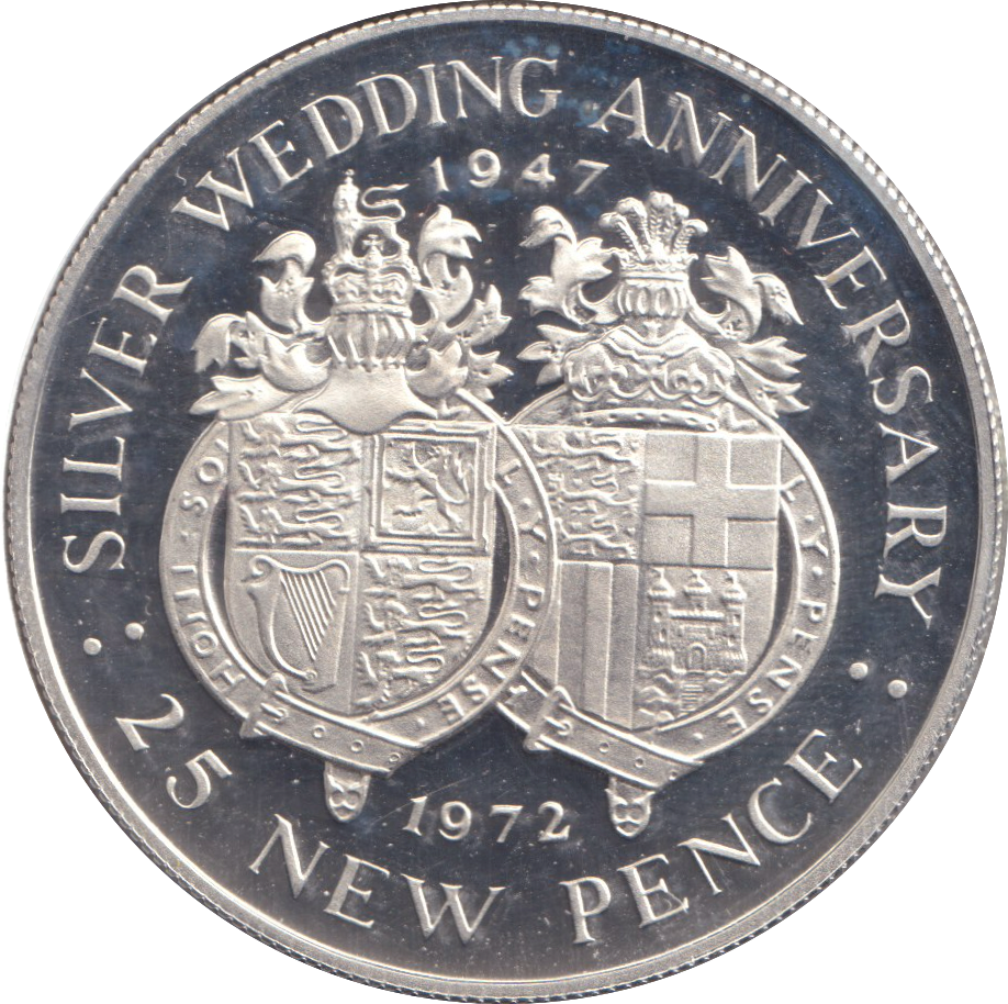 1972 SILVER PROOF 25 PENCE GIBRALTAR