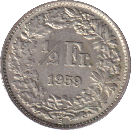 1959 SILVER HALF FRANC SWITZERLAND