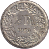 1959 SILVER HALF FRANC SWITZERLAND
