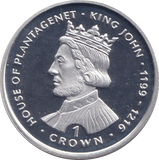 1999 SILVER PROOF ONE CROWN KING JOHN