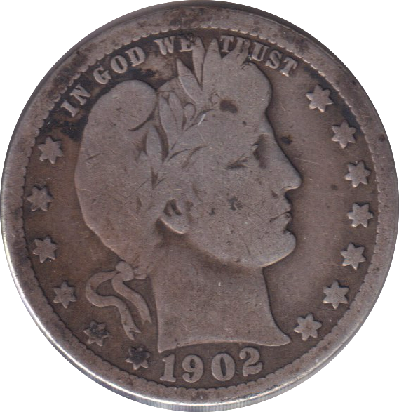 1902 SILVER 1/4 DOLLAR USA