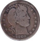 1902 SILVER 1/4 DOLLAR USA