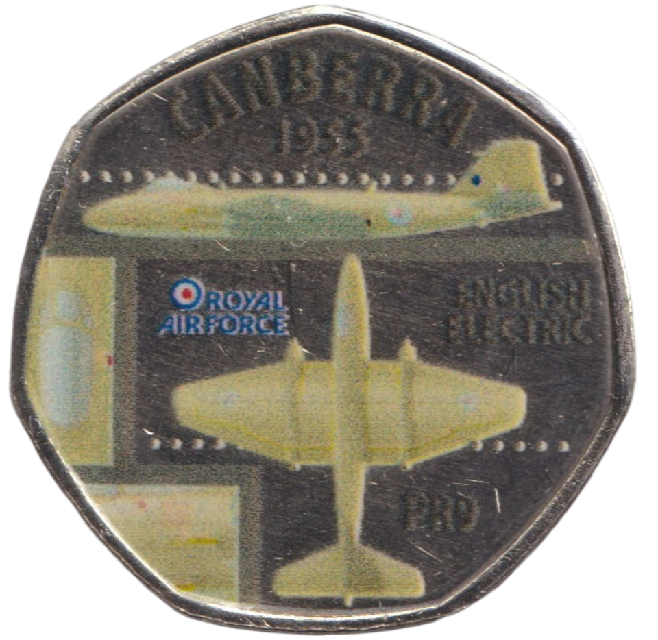 2016 50P SHAPED MEDALLION CANBERRA 1955