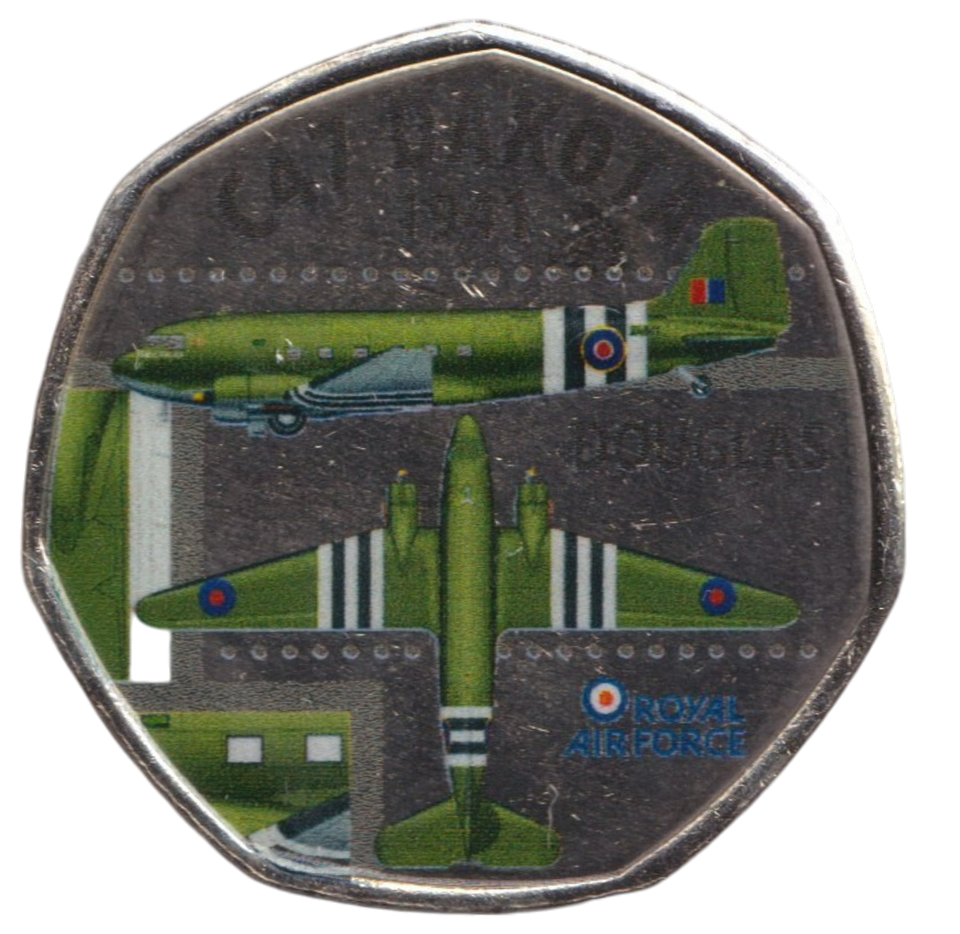 2016 50P SHAPED MEDALLION C47 DAKOTA 1941