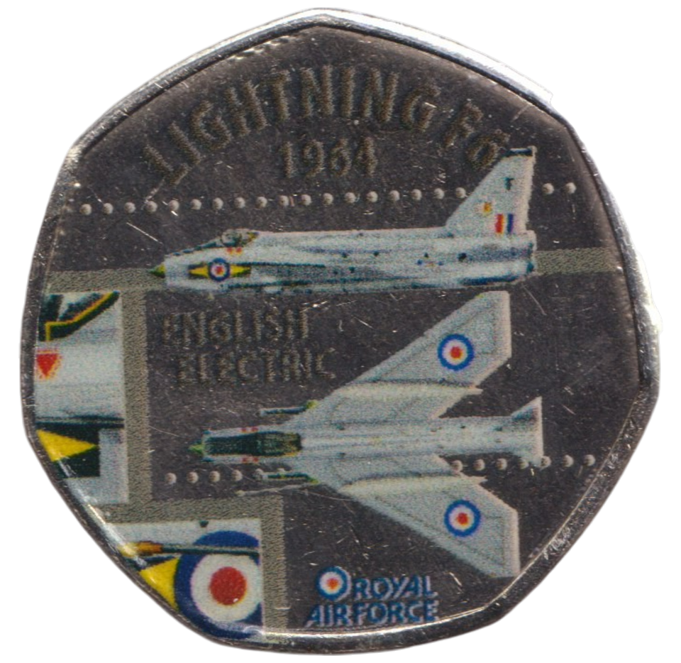 2016 50P SHAPED MEDALLION LIGHTNING F6 1964