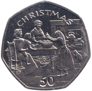 1998 CHRISTMAS 50P PREPARING THE PUDDING ISLE OF MAN