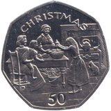 1998 CHRISTMAS 50P PREPARING THE PUDDING ISLE OF MAN
