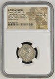 AD 98-117 ROMAN EMPIRE AR Denarius Trajan hldg. wheel rv Via Traiana reclines (NGC) F Strike: 5/5 Surface: 4/5 - NGC CERTIFIED COINS - Cambridgeshire Coins
