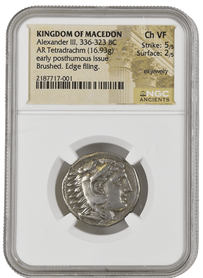 ALEXANDER III TETRADRACHM EARLY PROSTHUMOUS ISSUE STRIKE 5/5 SURFACE 2/5 - NGC SILVER COINS - Cambridgeshire Coins