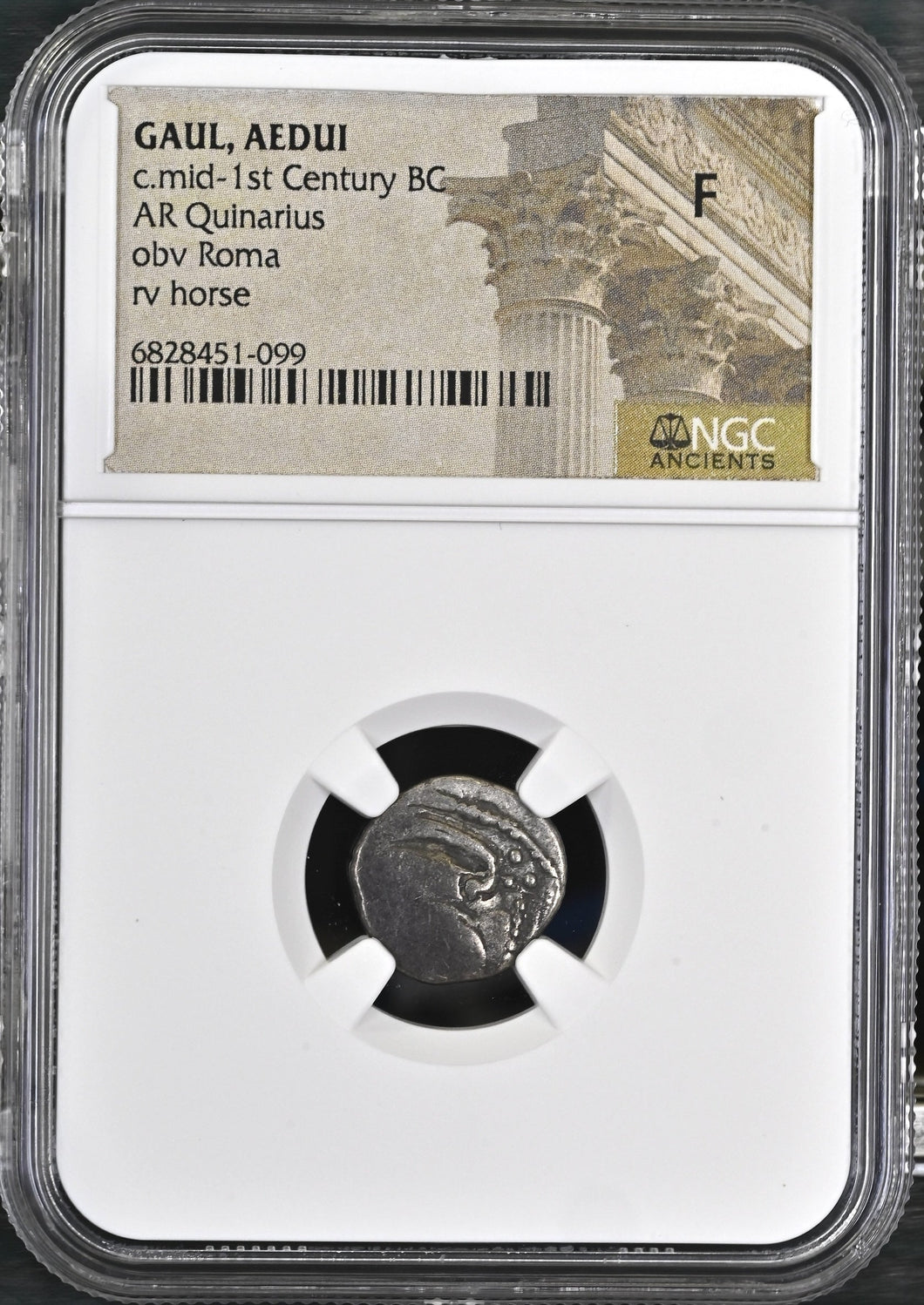 C.MID - 1ST CENTURY BC GAUL AEDUI AR QUINARIUS NGC GRADE F - NGC OTHER COINS - Cambridgeshire Coins