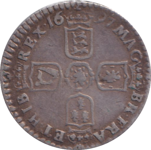 1697 SIXPENCE ( VF )