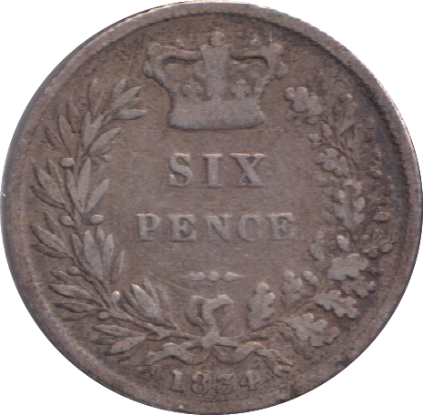 1834 SIXPENCE ( FINE )