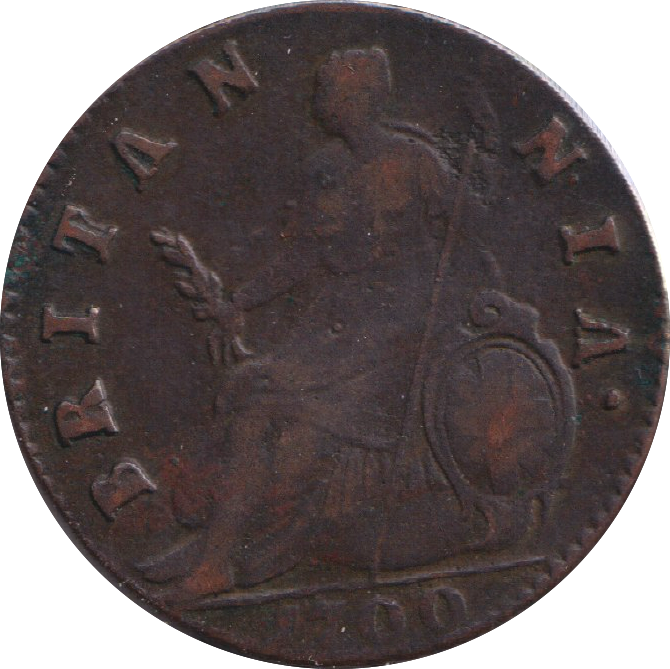 1700 HALF PENNY ( VF )