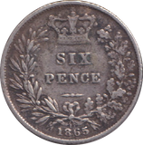 1865 SIXPENCE ( GF )