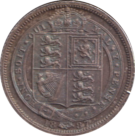1887 SIXPENCE ( GVF )