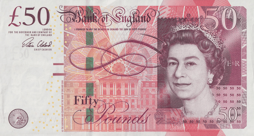 FIFTY POUNDS BANKNOTE CLELAND REF £50-29 ( AUNC) - £50 - Cambridgeshire Coins