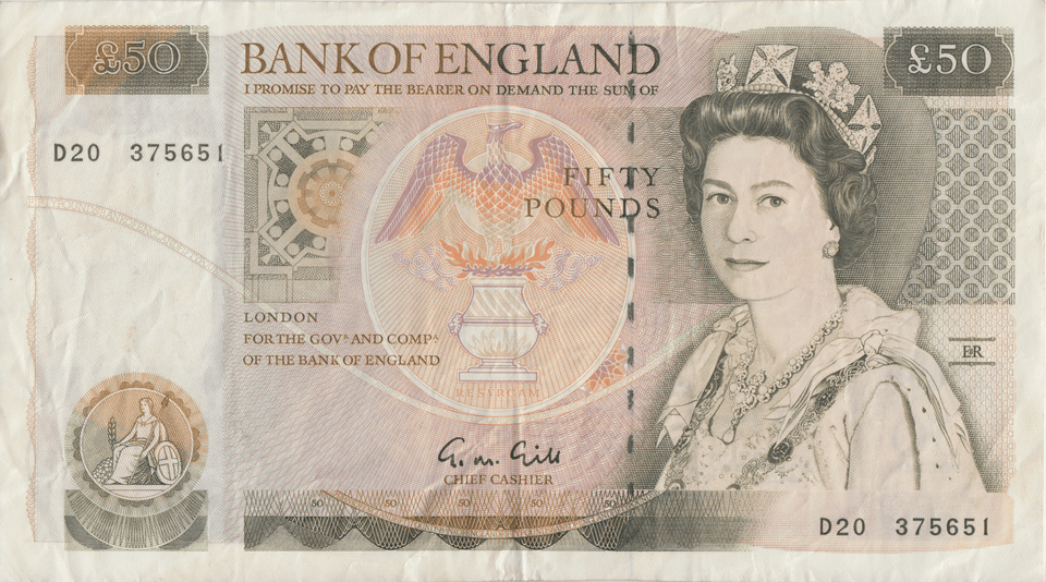 FIFTY POUNDS BANKNOTE GILL REF £50 - 12 - £50 - Cambridgeshire Coins