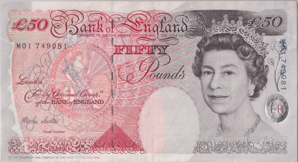 FIFTY POUNDS BANKNOTE LOWTHER REF £50 - 21 - £50 - Cambridgeshire Coins