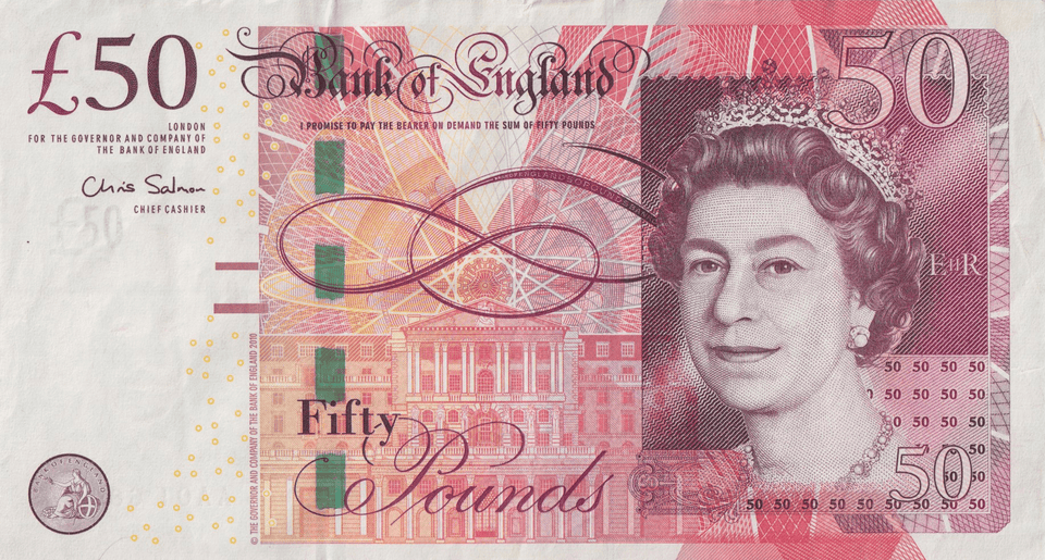 FIFTY POUNDS BANKNOTE SALMON AA01 REF £50-24 ( EF ) - £50 - Cambridgeshire Coins